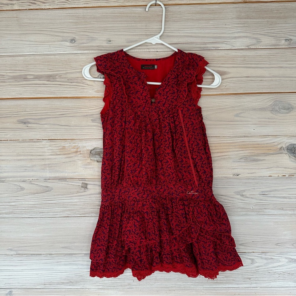 NWOT Catimini Girls Red Floral Ruffle Dress Size 10